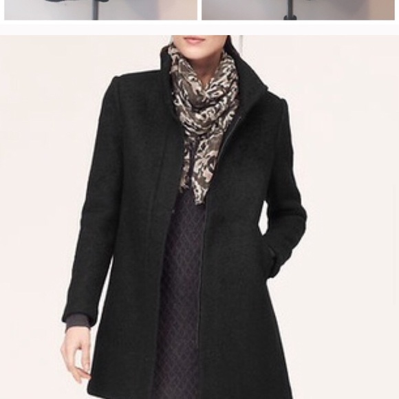 LOFT Jackets & Blazers - Black Boucle Funnel Neck Coat Ann Taylor Loft